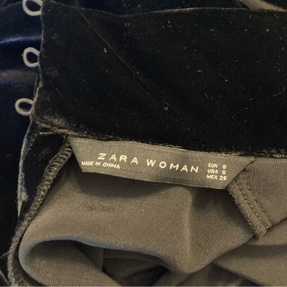 ZARA Black Burnout Print Velvet Mock Neck Midi Dress - Picture 8 of 12